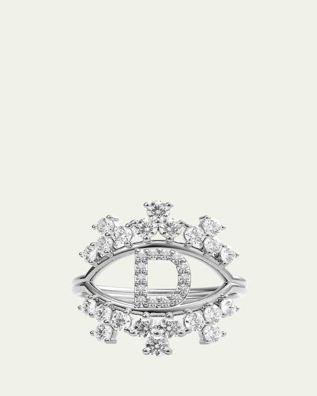 Sara 18K White Gold Diamond Ring, Letter D